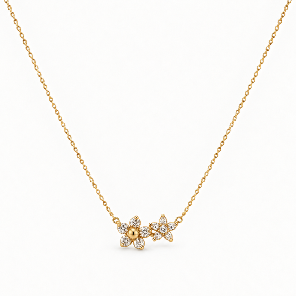 Zircon flower waterproof necklace